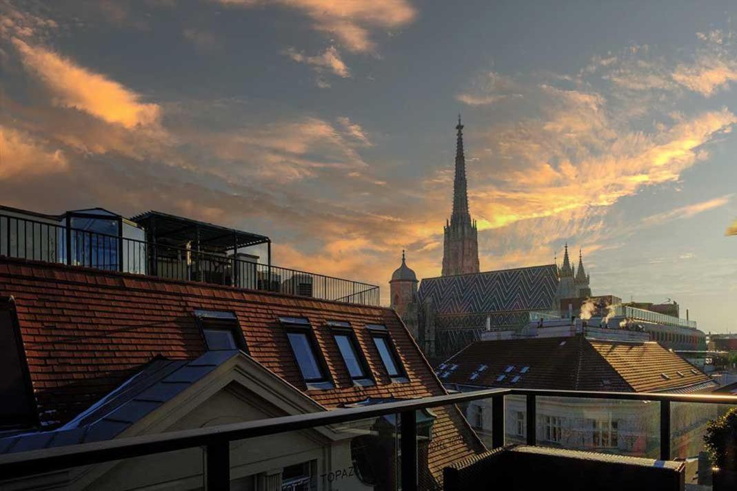 Hotel Topazz & Lamee Vienna Exterior photo View of St. Stephen's Cathedral from the rooftop of the Vienna University of Economics and Business